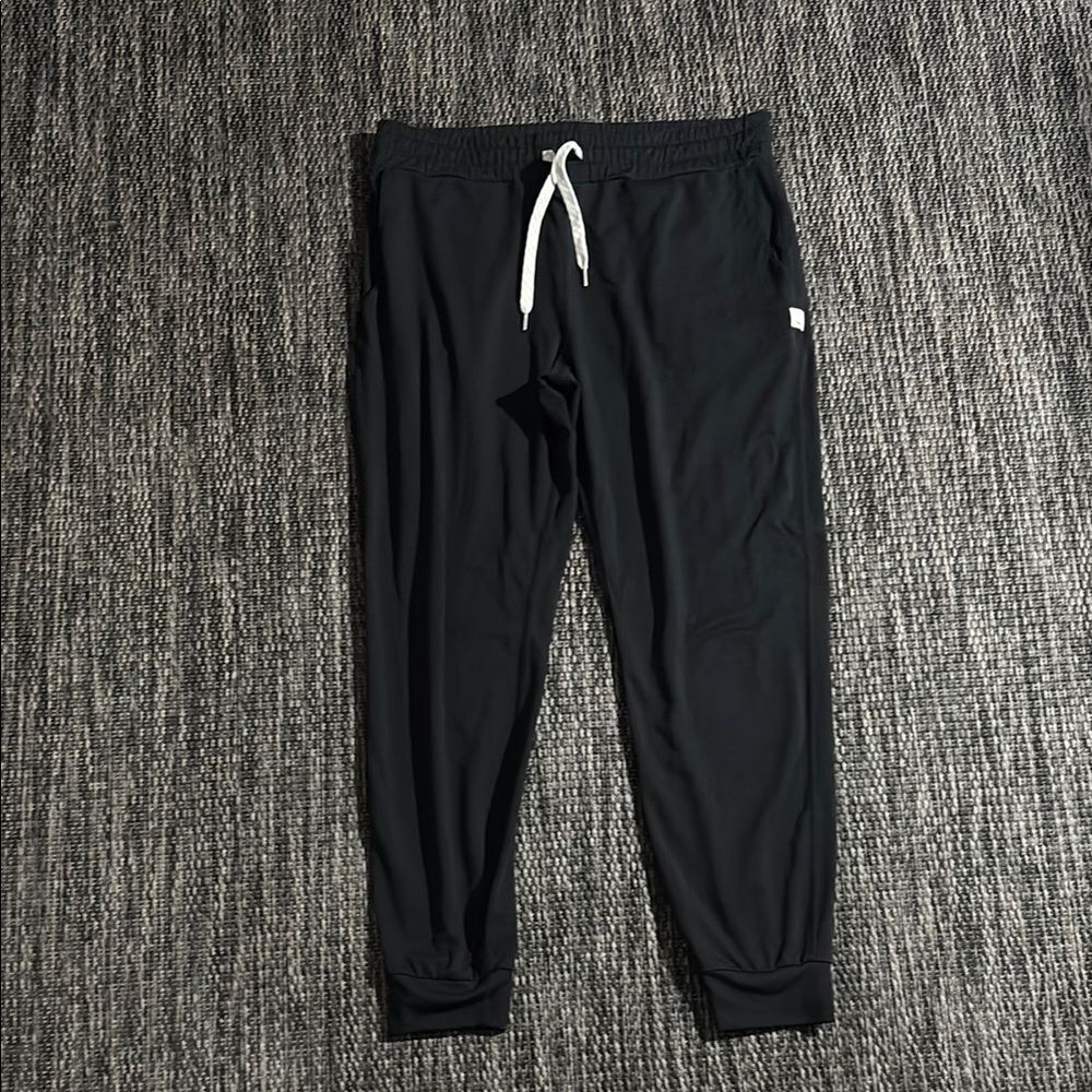 Vuori Black Joggers with White Drawstring